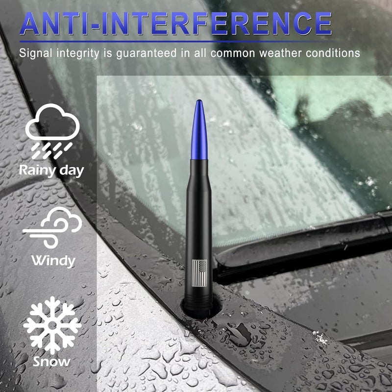 BJSIA American Flag Car Antenna for Truck with Valve Stem Caps - Universal Compatible with Ford, Dodge, Chevrolet, GMC, Jeep, Toyota Truck Car Accessories, Heavy Duty Pickup Trucks Accessories - Blue - Image 4